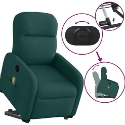 vidaXL Sillas-Sillón masaje eléctrico reclinable elevable tela