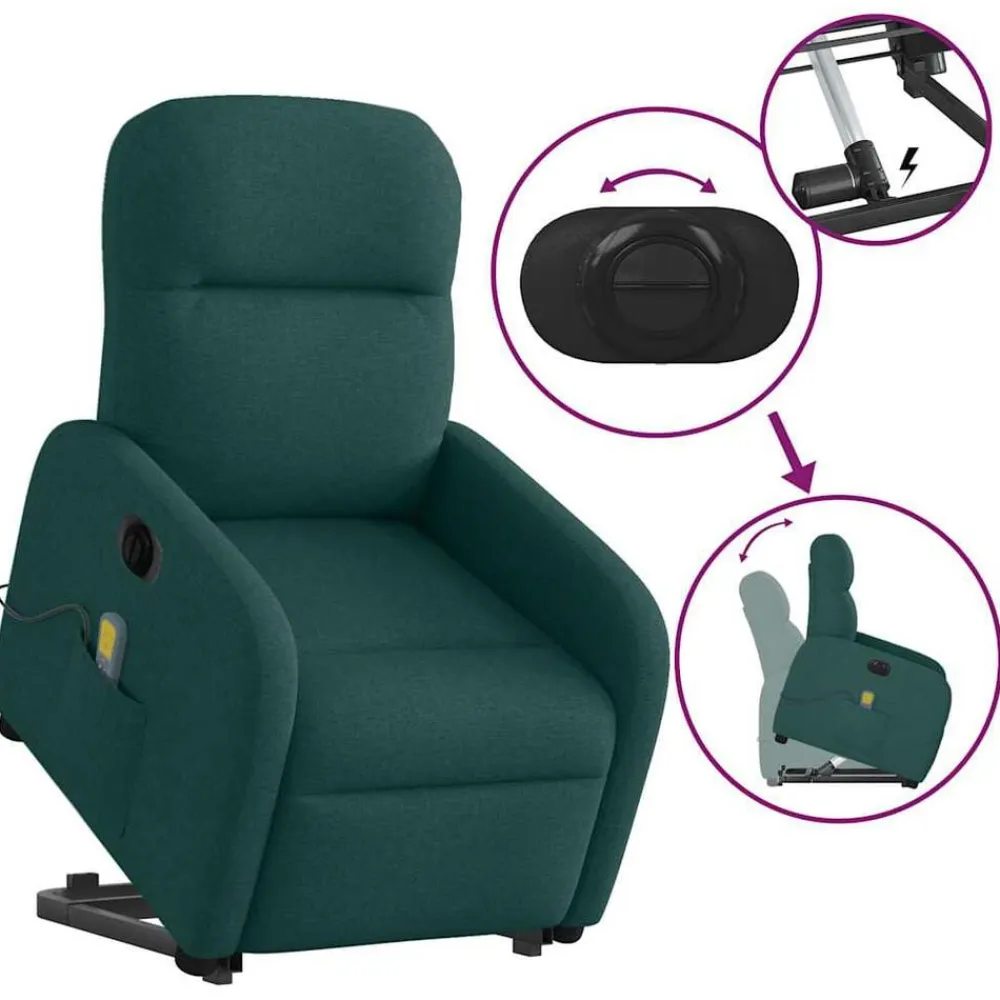 vidaXL Sillas-Sillón masaje eléctrico reclinable elevable tela