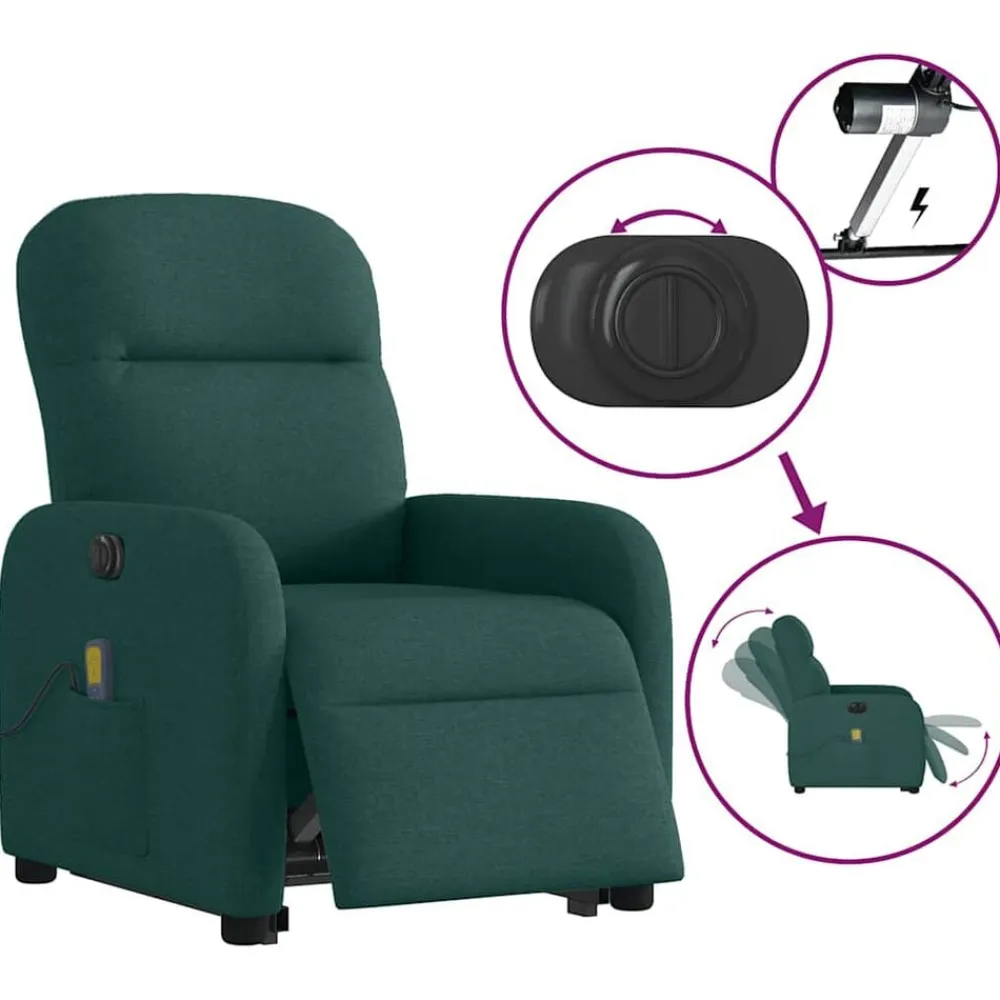 vidaXL Sillas-Sillón masaje eléctrico reclinable elevable tela