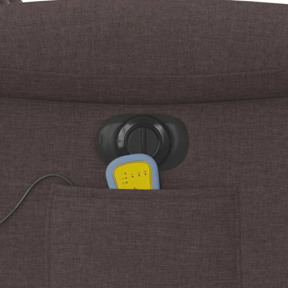 vidaXL Sillas-Sillón masaje eléctrico reclinable elevable tela marrón oscuro