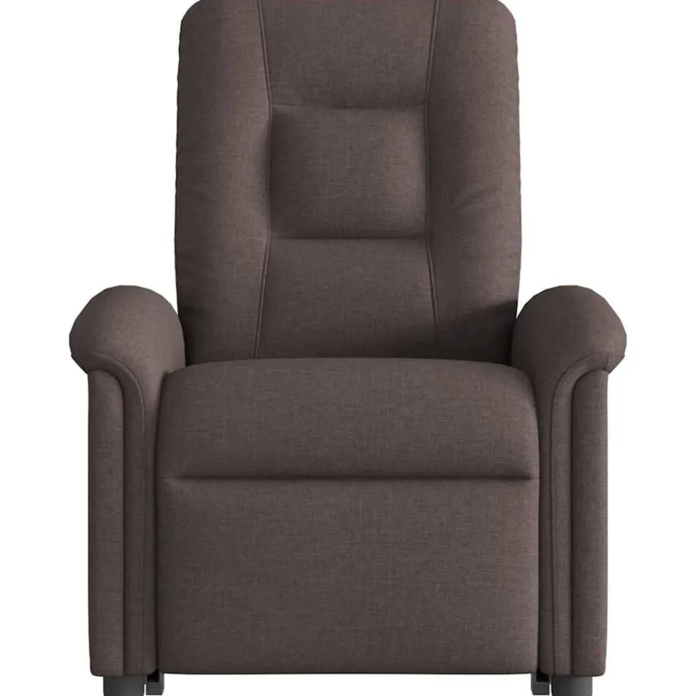 vidaXL Sillas-Sillón masaje eléctrico reclinable elevable tela marrón oscuro