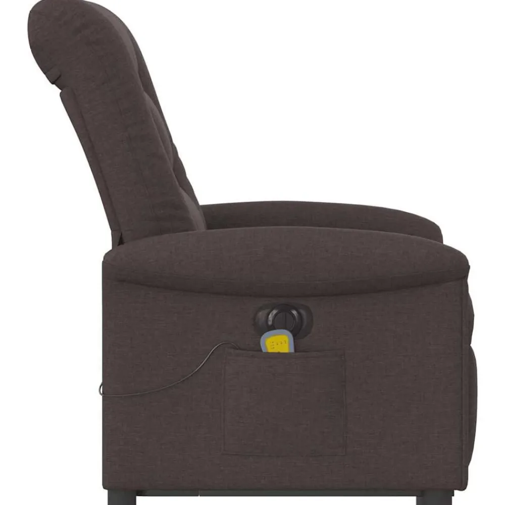 vidaXL Sillas-Sillón masaje eléctrico reclinable elevable tela marrón oscuro