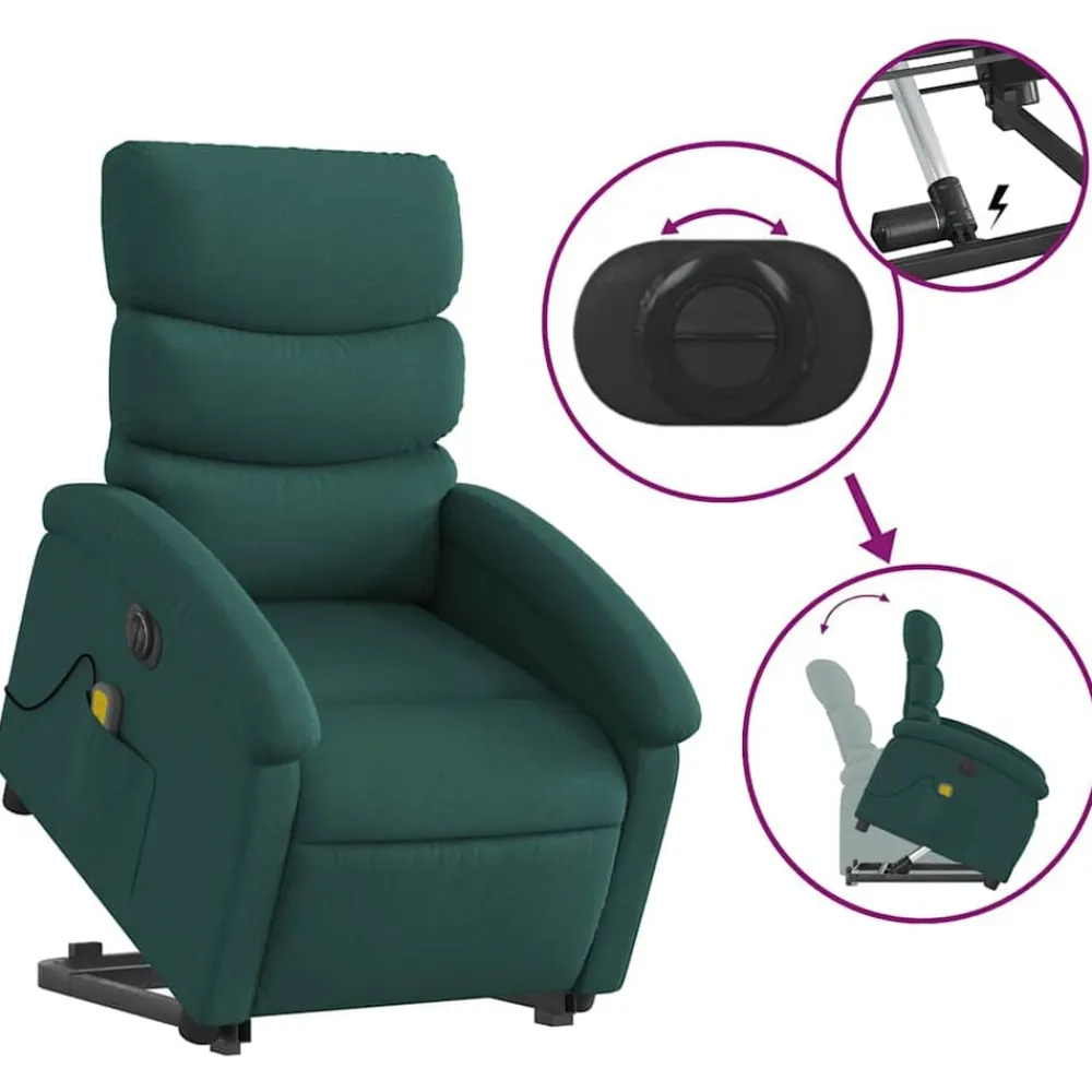 vidaXL Sillas-Sillón masaje eléctrico reclinable elevable tela