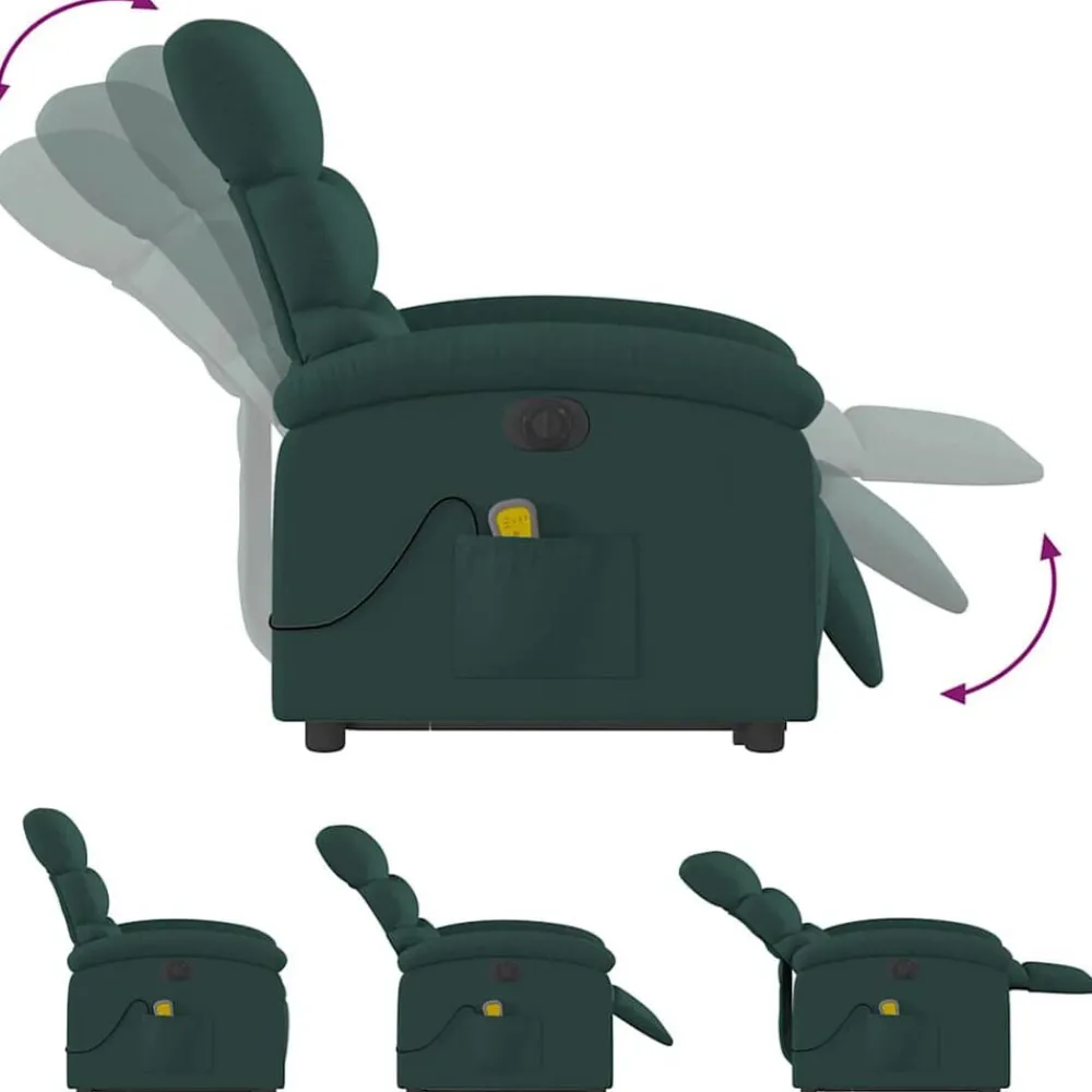 vidaXL Sillas-Sillón masaje eléctrico reclinable elevable tela