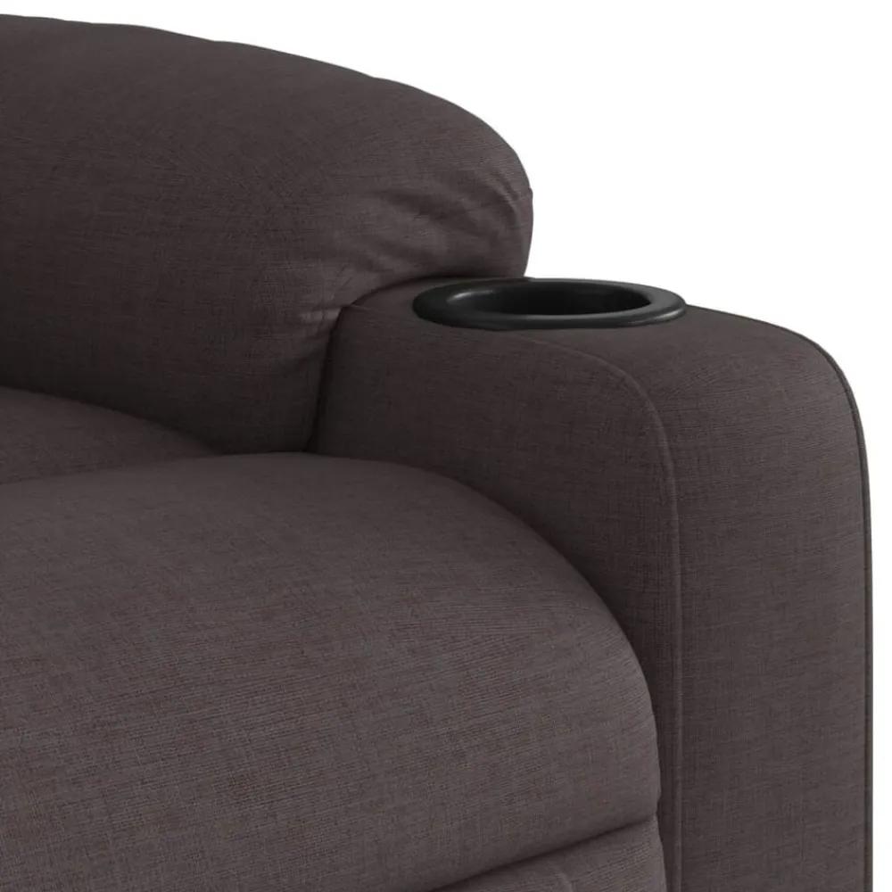 vidaXL Sillas-Sillón masaje eléctrico reclinable elevable tela marrón oscuro