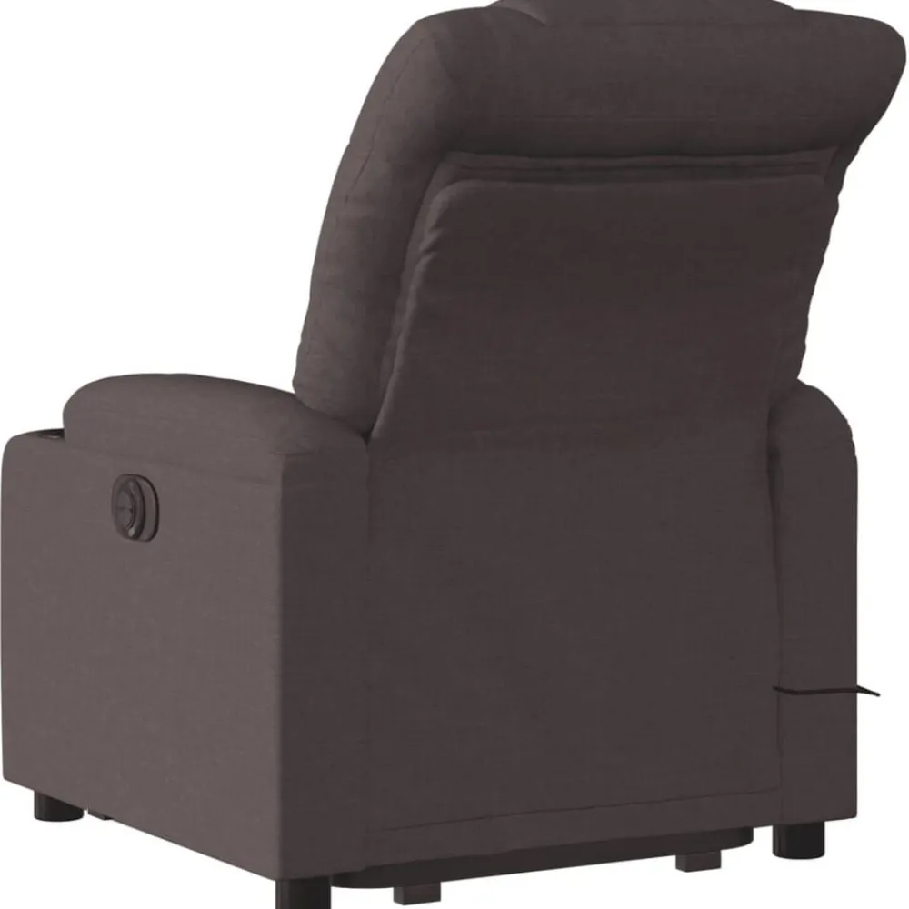vidaXL Sillas-Sillón masaje eléctrico reclinable elevable tela marrón oscuro