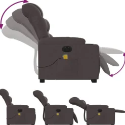 vidaXL Sillas-Sillón masaje eléctrico reclinable elevable tela marrón oscuro