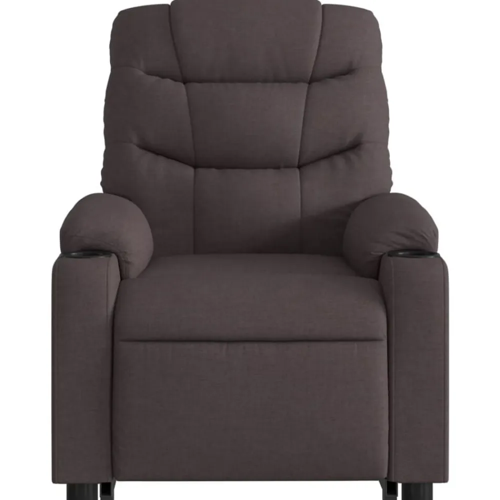 vidaXL Sillas-Sillón masaje eléctrico reclinable elevable tela marrón oscuro