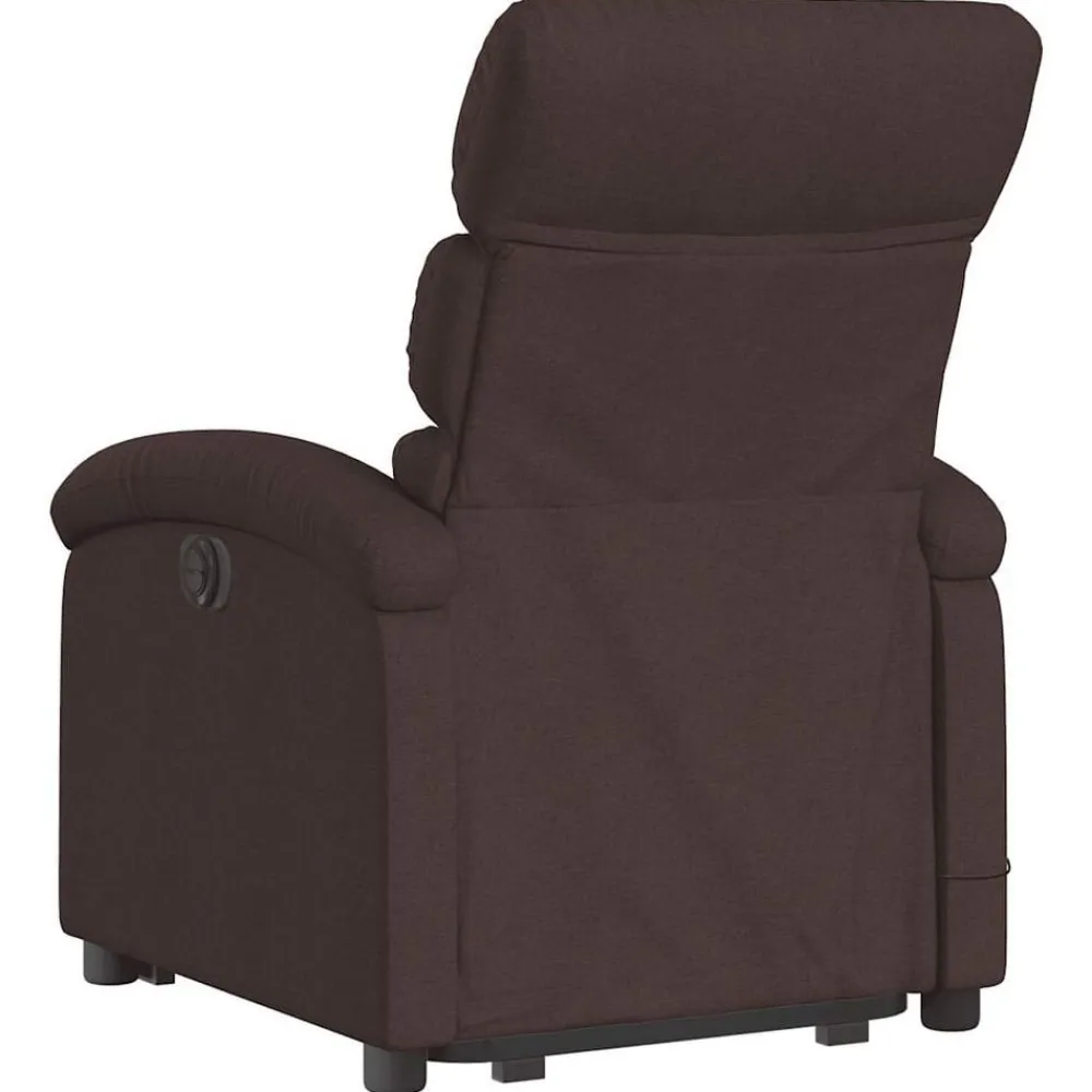 vidaXL Sillas-Sillón masaje eléctrico reclinable elevable tela marrón oscuro