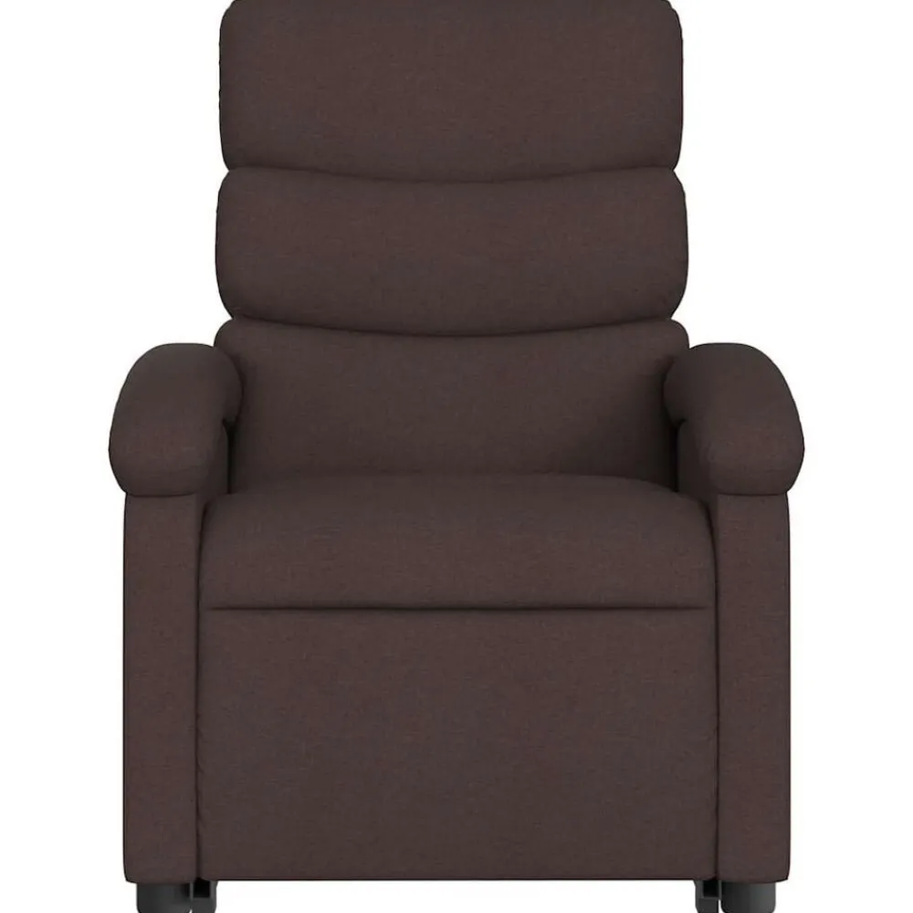 vidaXL Sillas-Sillón masaje eléctrico reclinable elevable tela marrón oscuro