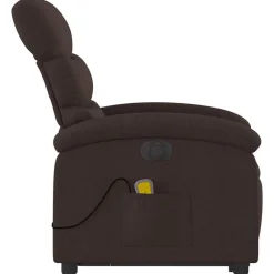 vidaXL Sillas-Sillón masaje eléctrico reclinable elevable tela marrón oscuro