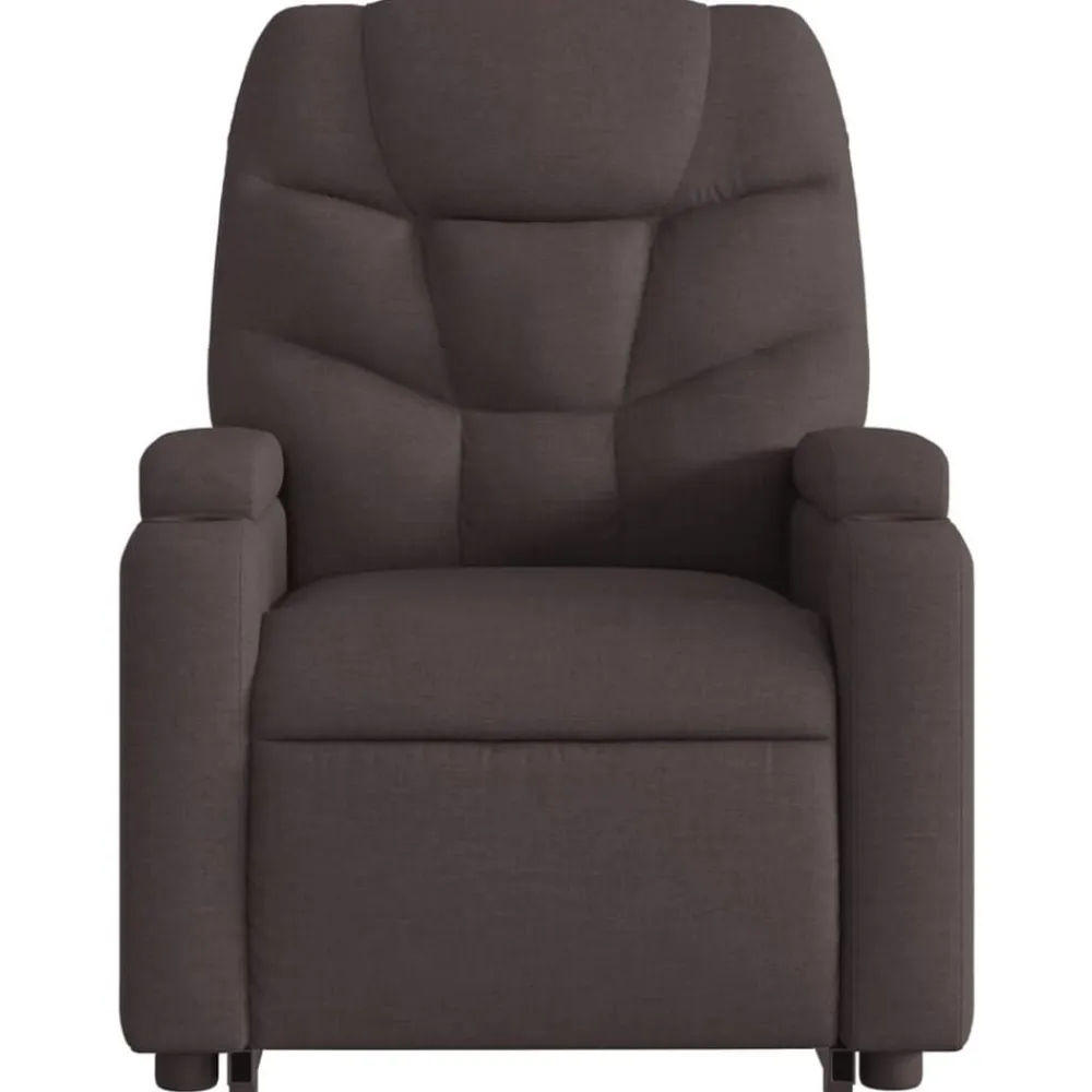 vidaXL Sillas-Sillón masaje eléctrico reclinable elevable tela marrón oscuro