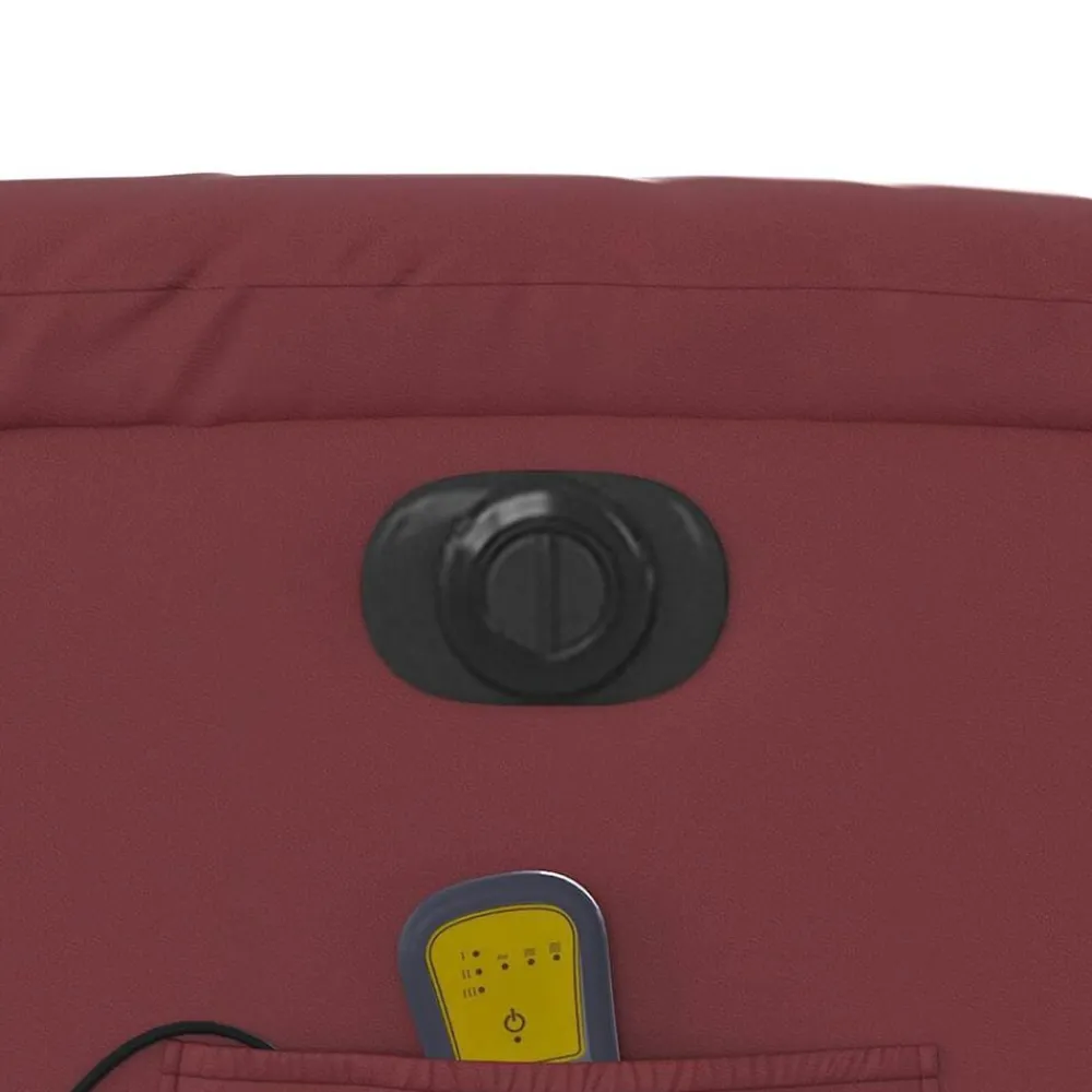 vidaXL Sillón masaje reclinable eléctrico cuero sintético rojo tinto Rojo vino tinto Online