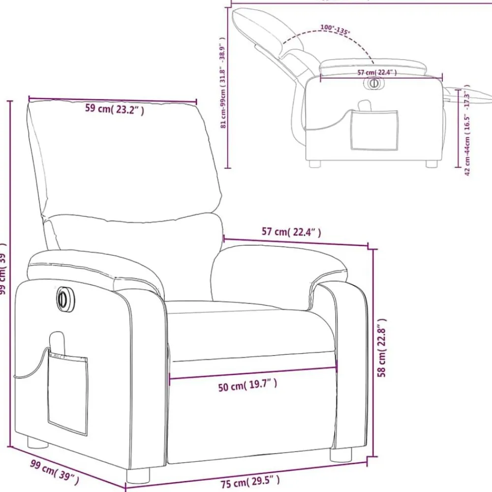 vidaXL Sillón masaje reclinable eléctrico cuero sintético rojo tinto Rojo vino tinto Online