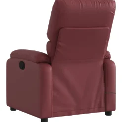 vidaXL Sillón masaje reclinable eléctrico cuero sintético rojo tinto Rojo vino tinto Online