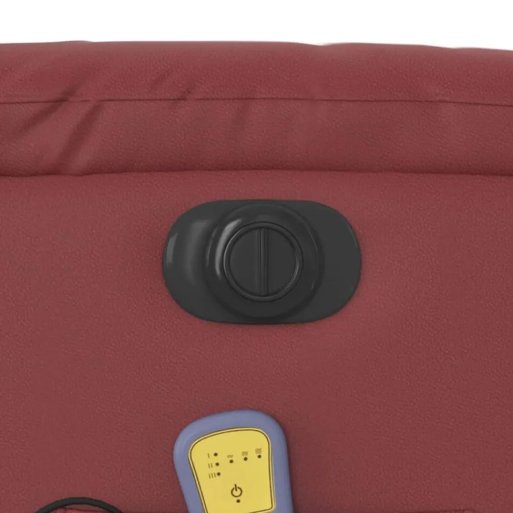 vidaXL Sillón masaje reclinable eléctrico cuero sintético rojo tinto Rojo vino tinto Clearance