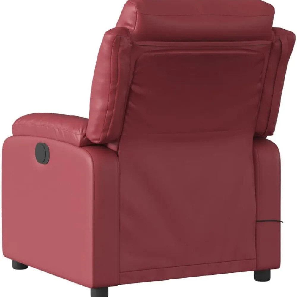 vidaXL Sillón masaje reclinable eléctrico cuero sintético rojo tinto Rojo vino tinto Clearance