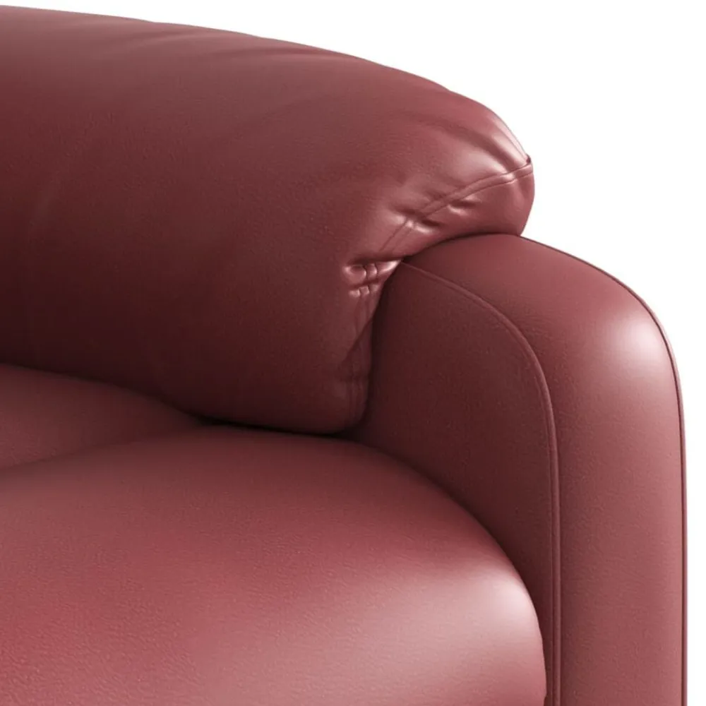vidaXL Sillón masaje reclinable eléctrico cuero sintético rojo tinto Rojo vino tinto Clearance