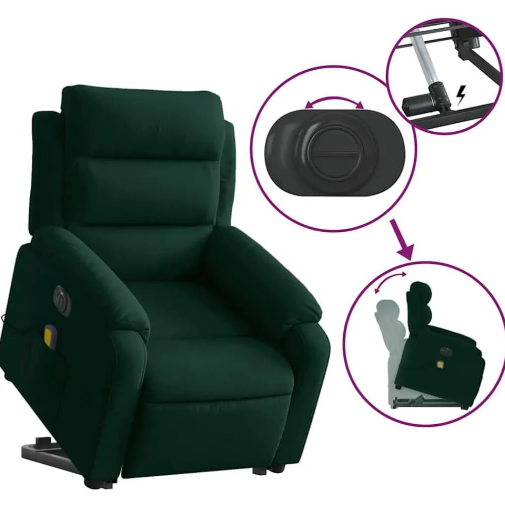 vidaXL Sillas-Sillón masaje reclinable elevable terciopelo