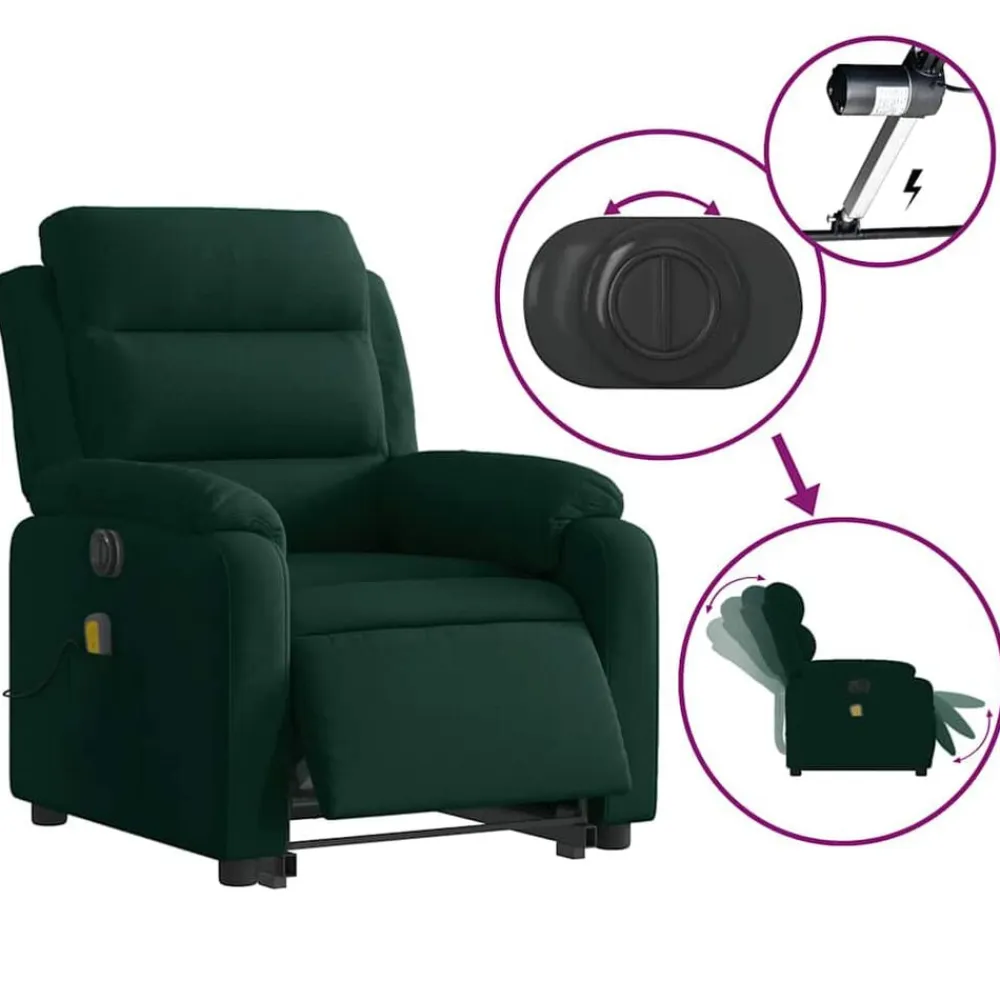 vidaXL Sillas-Sillón masaje reclinable elevable terciopelo