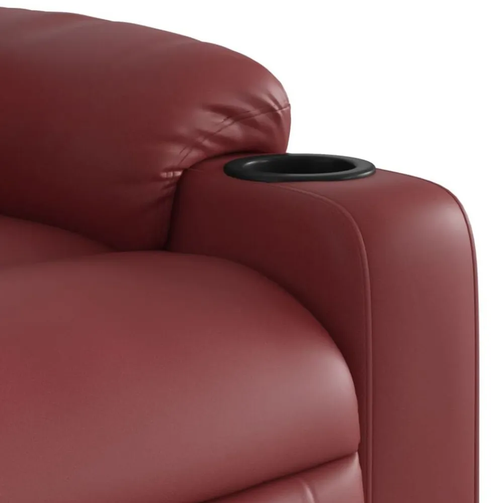 vidaXL Sillón masaje reclinable eléctrico cuero sintético rojo tinto Rojo vino tinto Best