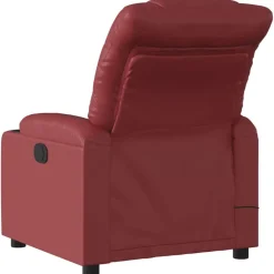 vidaXL Sillón masaje reclinable eléctrico cuero sintético rojo tinto Rojo vino tinto Best