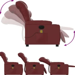 vidaXL Sillón masaje reclinable eléctrico cuero sintético rojo tinto Rojo vino tinto Best