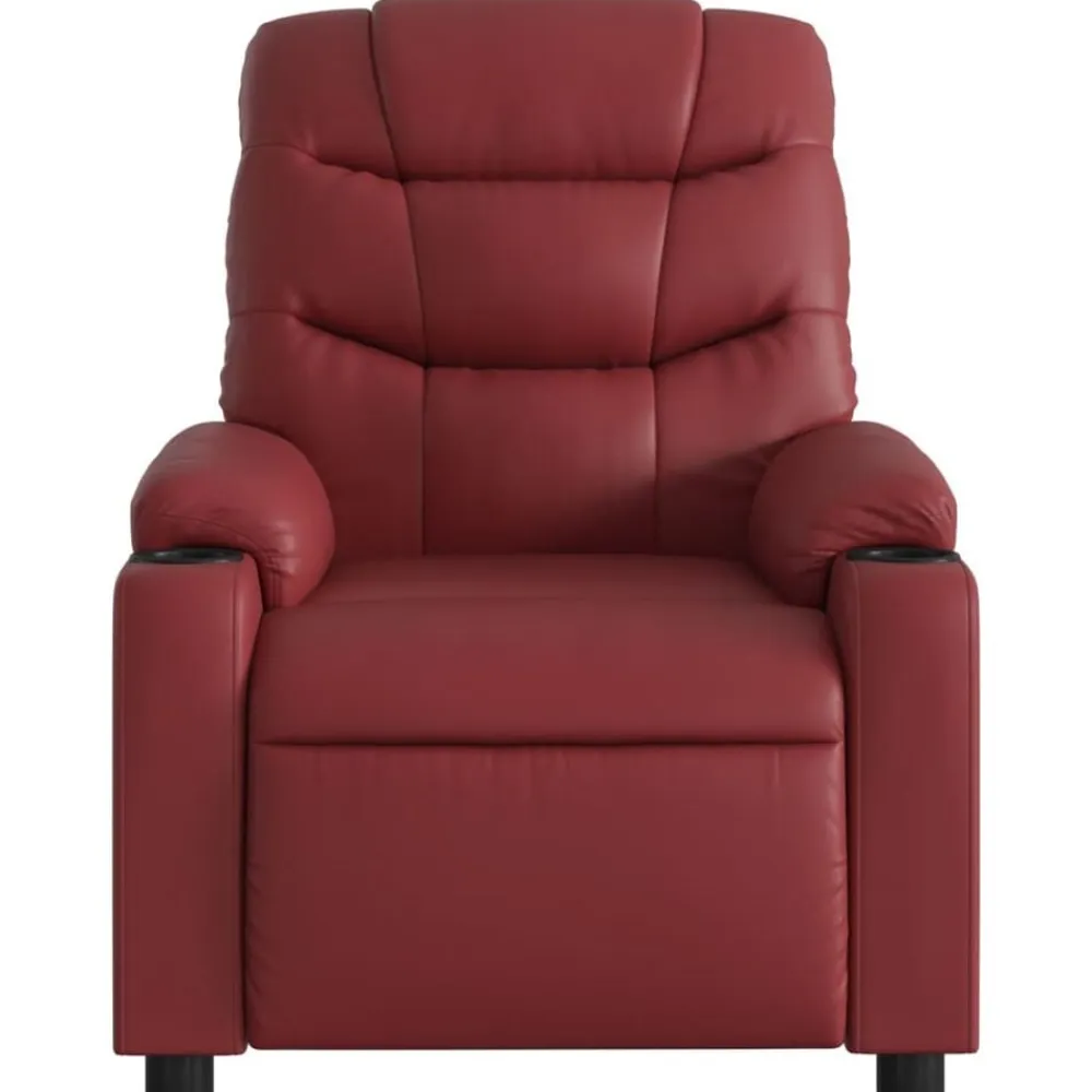 vidaXL Sillón masaje reclinable eléctrico cuero sintético rojo tinto Rojo vino tinto Best
