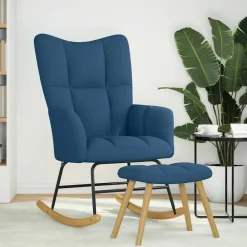 vidaXL Sillas-Sillón mecedora con taburete tela