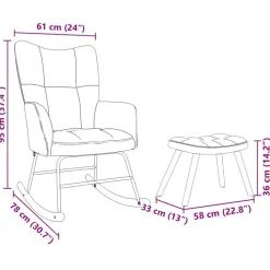 vidaXL Sillas-Sillón mecedora con taburete tela