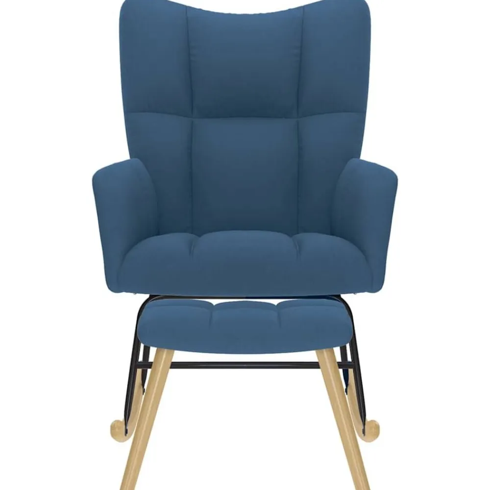 vidaXL Sillas-Sillón mecedora con taburete tela