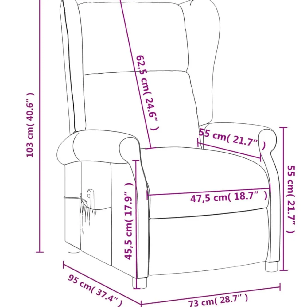 vidaXL Sillas-Sillón orejero reclinable eléctrico tela marrón