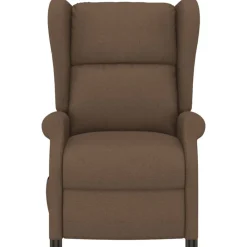 vidaXL Sillas-Sillón orejero reclinable eléctrico tela marrón
