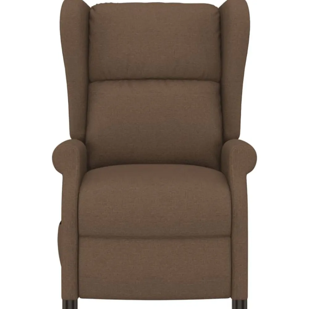 vidaXL Sillas-Sillón orejero reclinable eléctrico tela marrón