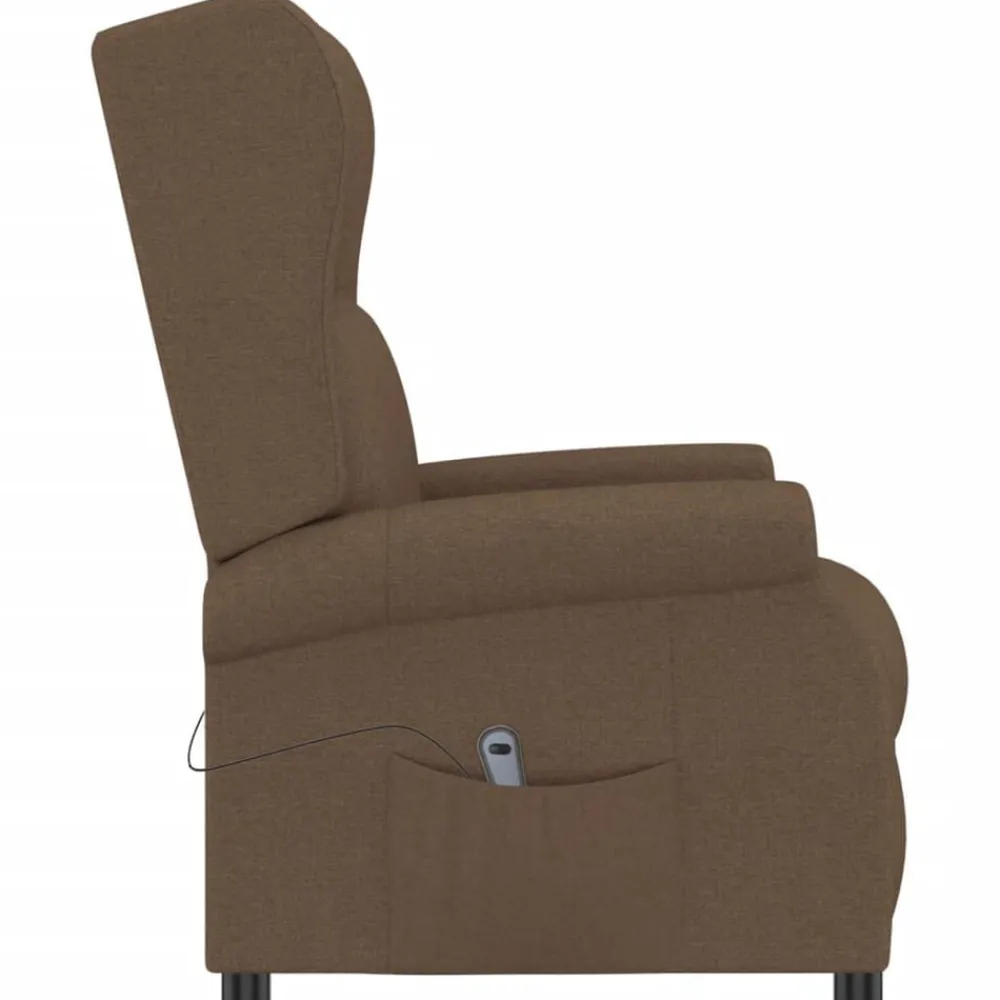 vidaXL Sillas-Sillón orejero reclinable eléctrico tela marrón