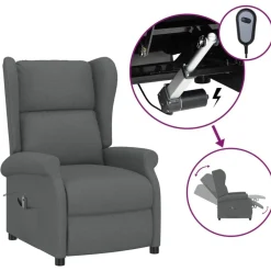 vidaXL Sillas-Sillón orejero reclinable eléctrico de tela
