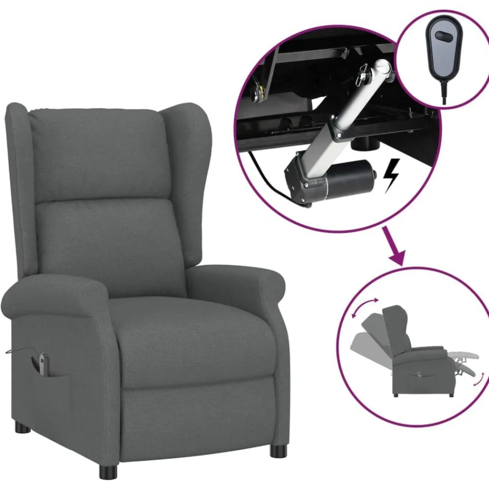 vidaXL Sillas-Sillón orejero reclinable eléctrico de tela