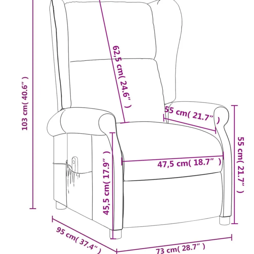 vidaXL Sillas-Sillón orejero reclinable eléctrico de tela