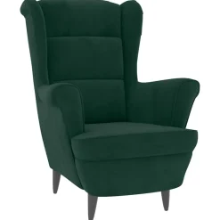 vidaXL Sillón orejero y taburete de terciopelo Verde oscuro Discount