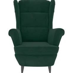 vidaXL Sillón orejero y taburete de terciopelo Verde oscuro Discount