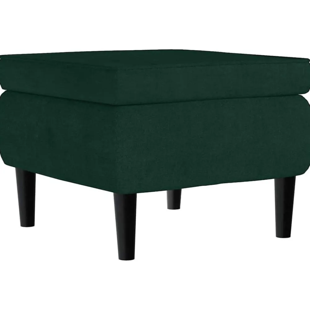 vidaXL Sillón orejero y taburete de terciopelo Verde oscuro Discount