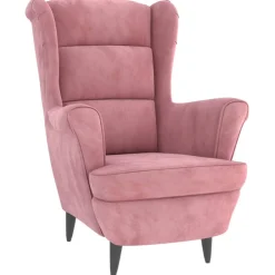 vidaXL Sillas-Sillón orejero y taburete de terciopelo