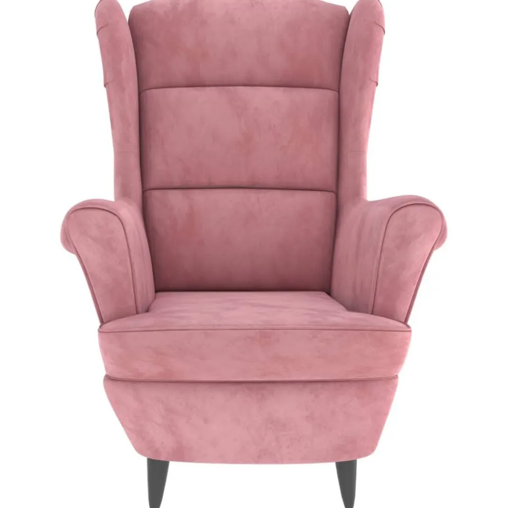 vidaXL Sillas-Sillón orejero y taburete de terciopelo