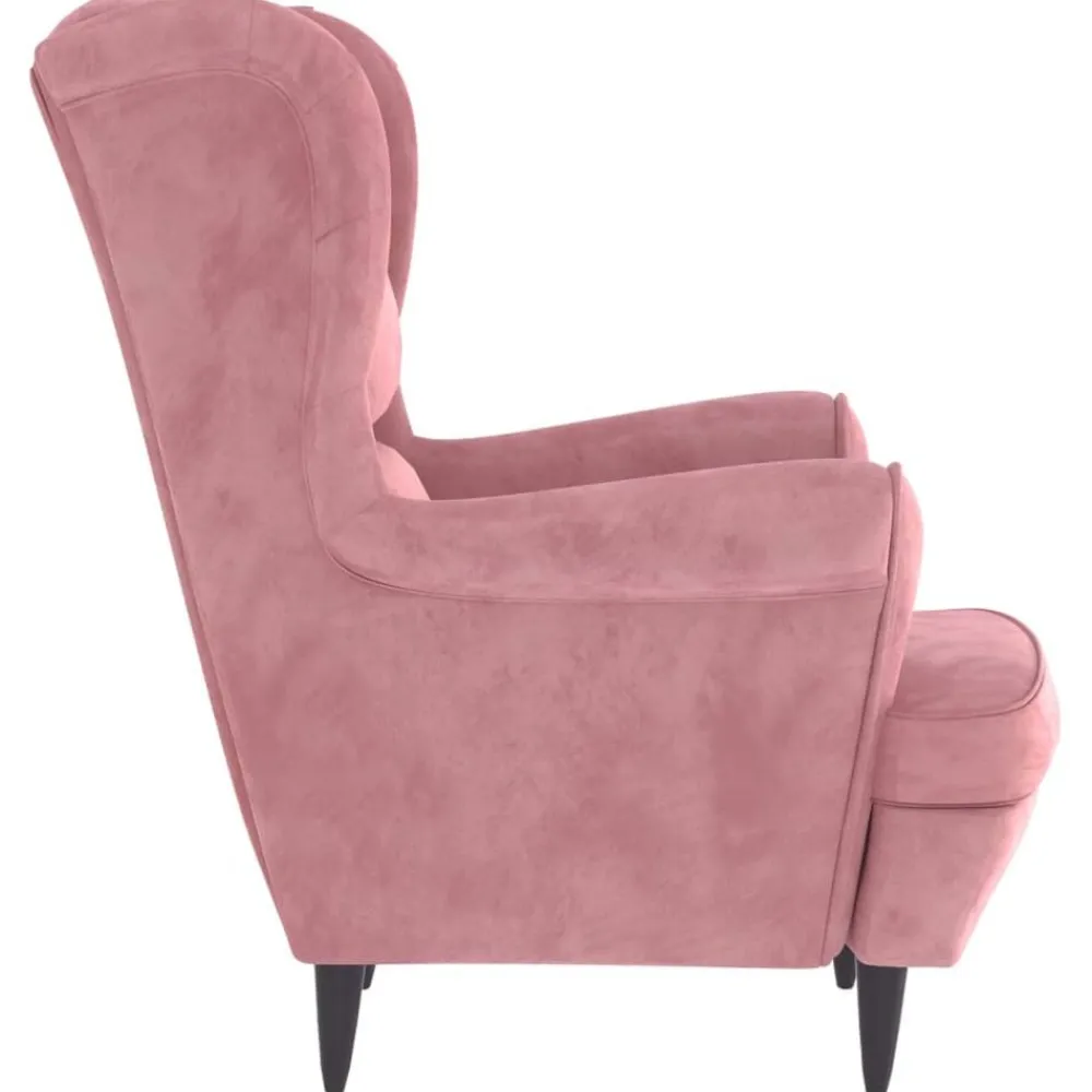 vidaXL Sillas-Sillón orejero y taburete de terciopelo
