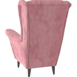 vidaXL Sillas-Sillón orejero y taburete de terciopelo