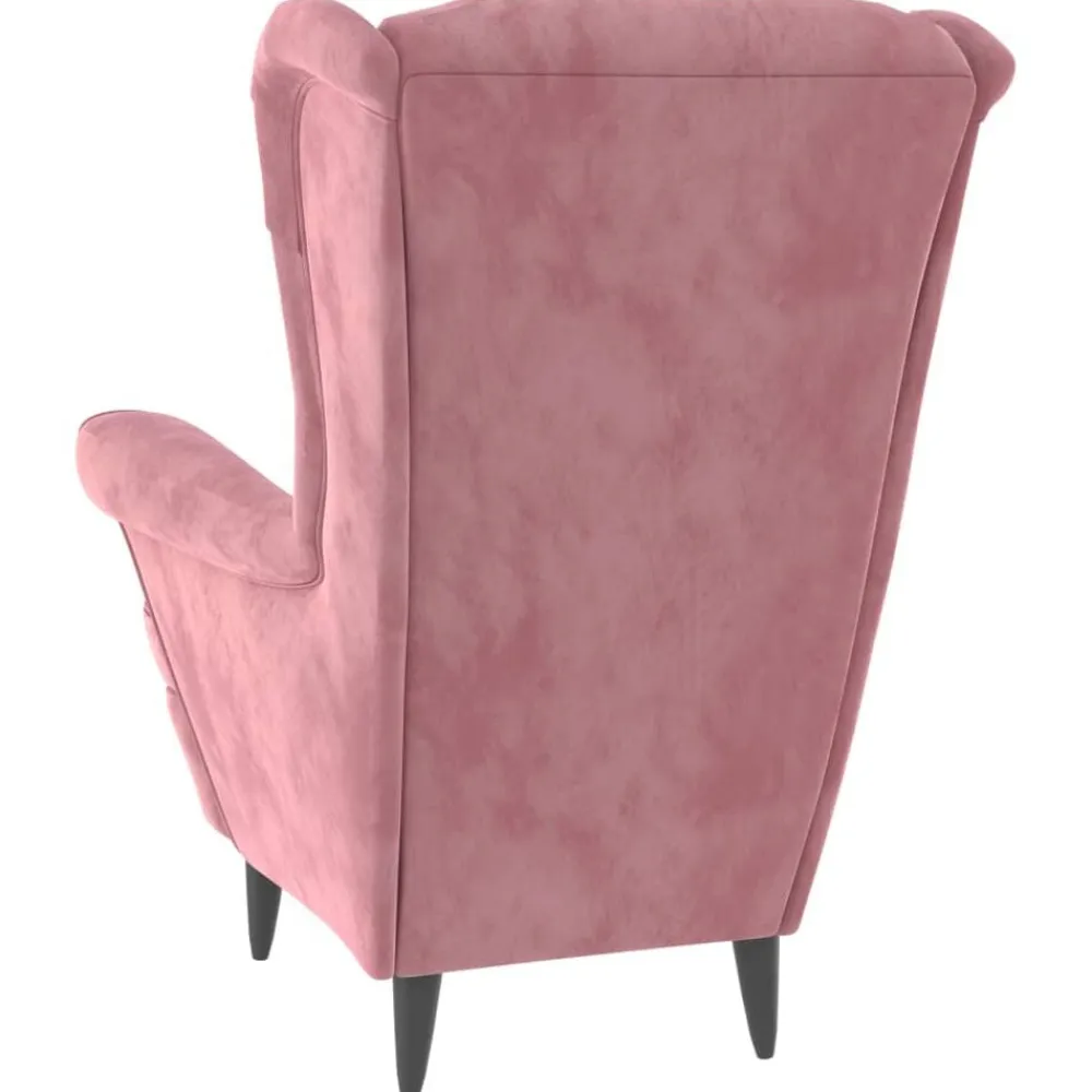 vidaXL Sillas-Sillón orejero y taburete de terciopelo
