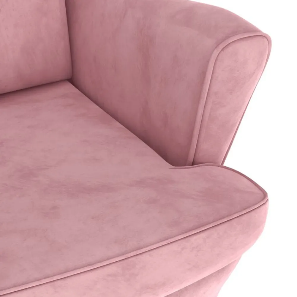 vidaXL Sillas-Sillón orejero y taburete de terciopelo