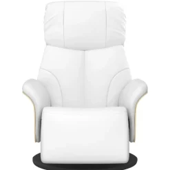vidaXL Sillón reclinable con reposapiés cuero sintético Blanco Discount