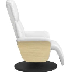 vidaXL Sillón reclinable con reposapiés cuero sintético Blanco Discount