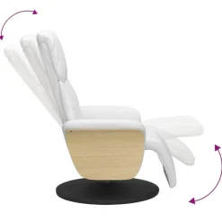 vidaXL Sillón reclinable con reposapiés cuero sintético Blanco Discount
